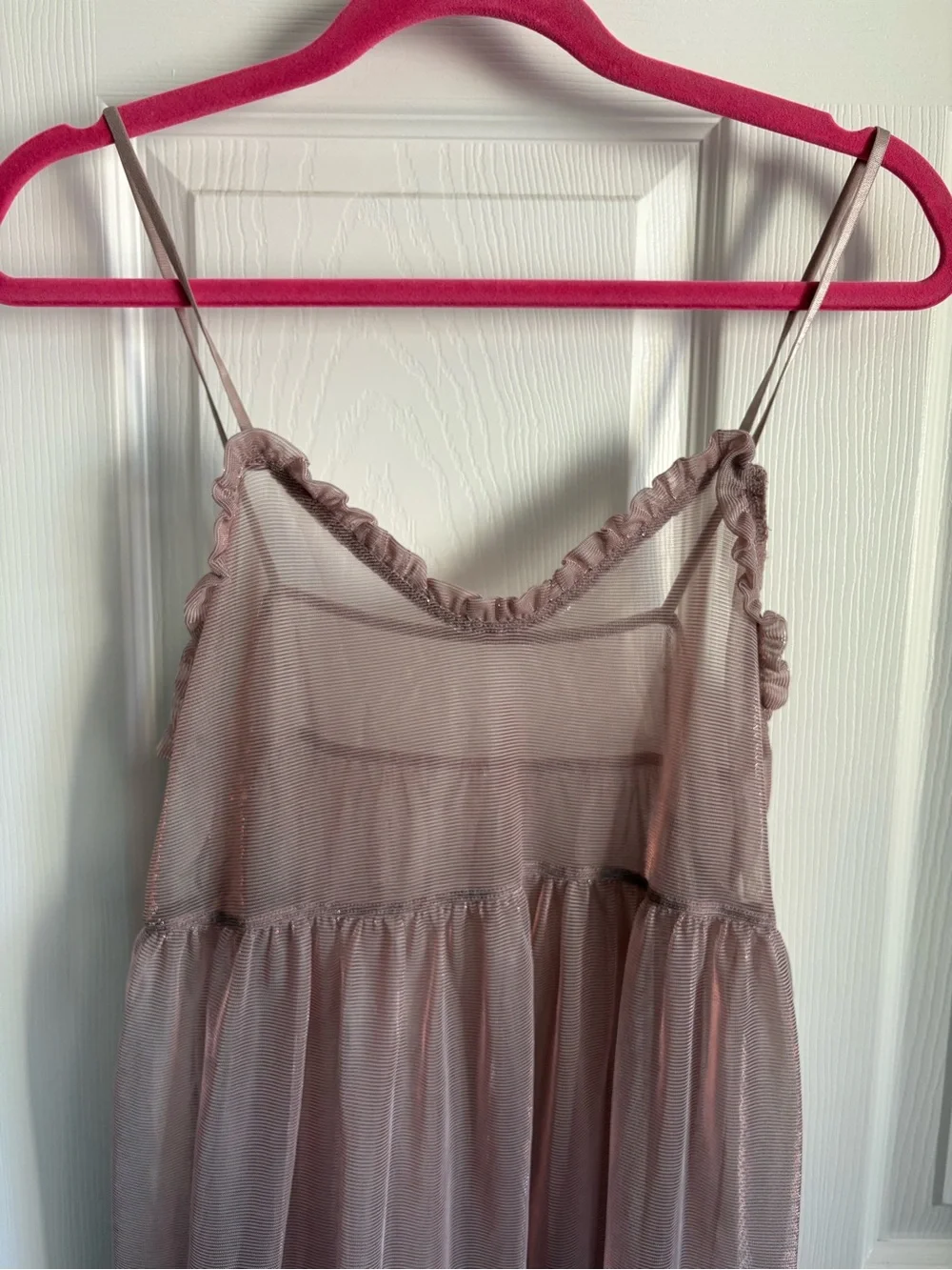 Sheer Sleeveless Pink Slip Dress